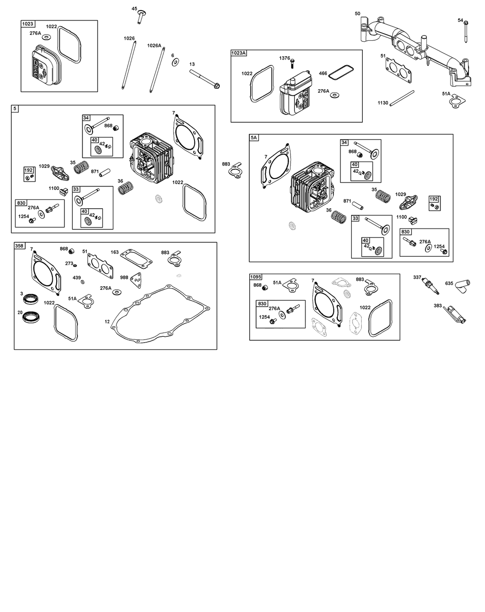 Cylinder Head Group Diagram and Parts List for 386777-3139-G1  Briggs and Stratton Engine